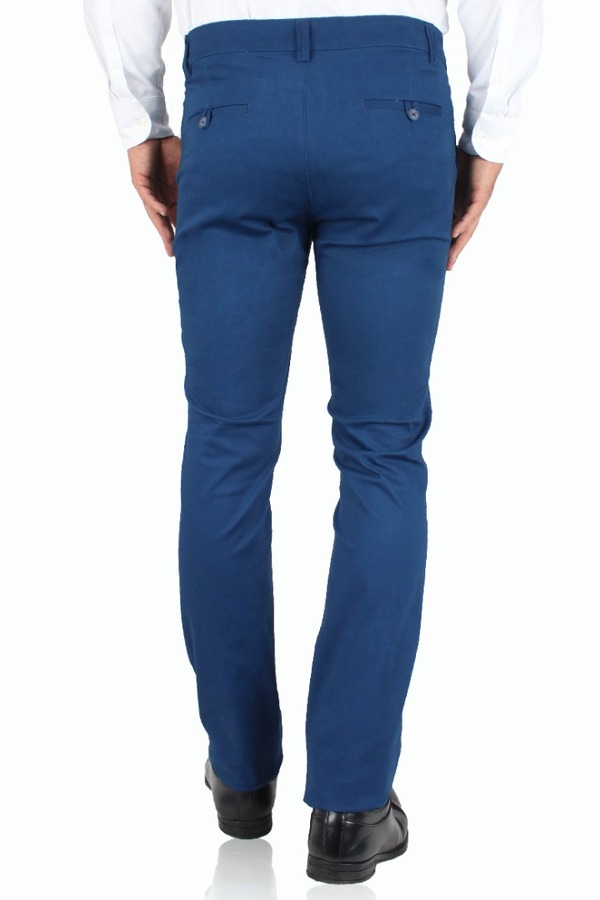 Pantalón Chino Color Azul Plúmbago Slim Fit De Algodón Para Hombre